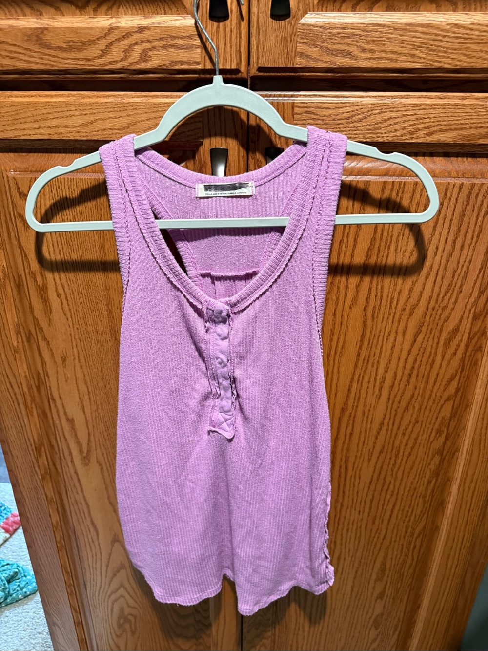 We The Free Lavender Ribbed Henley Tank